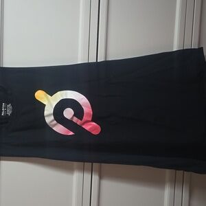 Peloton Black Racerback Tank with Pink-Orange-Yellow Gradient Logo